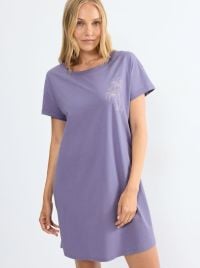 Camicia da notte in cotone, lilla