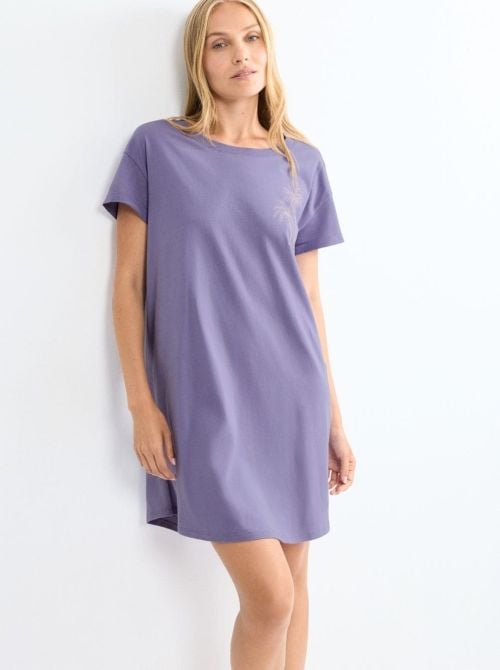 Camicia da notte in cotone, lilla