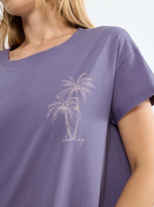 Camicia da notte in cotone, lilla