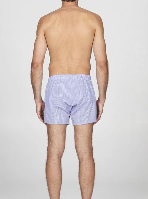 Boxer uomo in popeline di puro cotone, riga blu