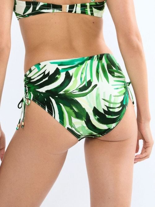Summer Palm Slip Midi per bikini, Green comb
