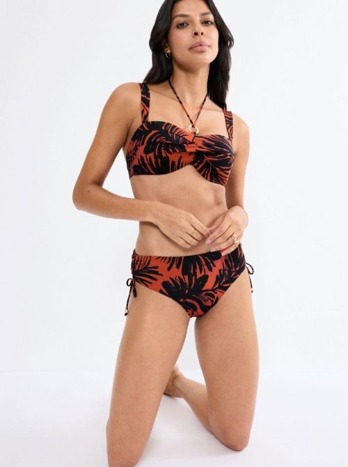 Summer Palm Slip Midi per bikini, Brown Dark Comb