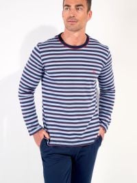 Atlantic Blue Stripes - Pigiama lungo uomo in cotone