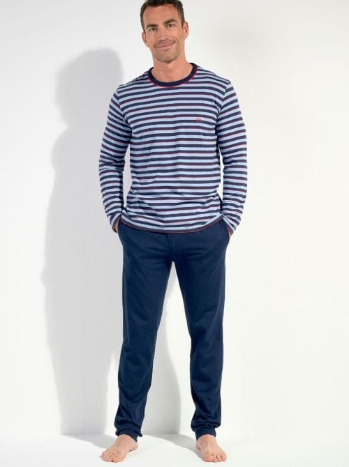 Atlantic Blue Stripes - Pigiama lungo uomo in cotone