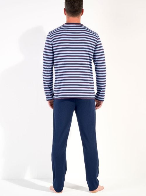 Atlantic Blue Stripes - Pigiama lungo uomo in cotone