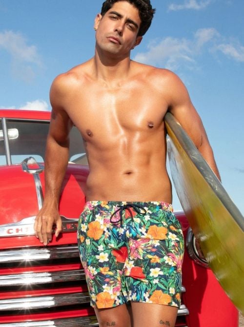 Peacock men's tropical print beach shorts