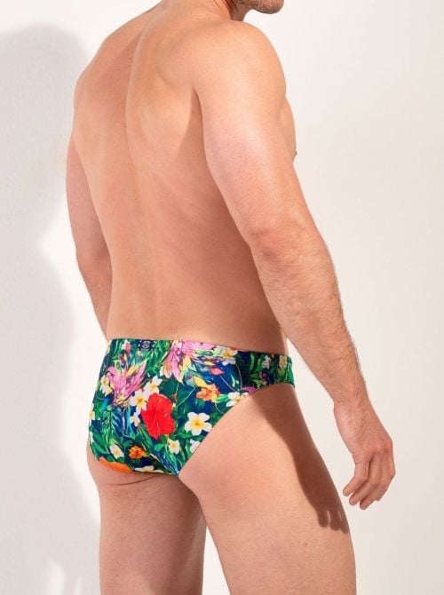 Peacock Micro slip aderente con stampa tropicale