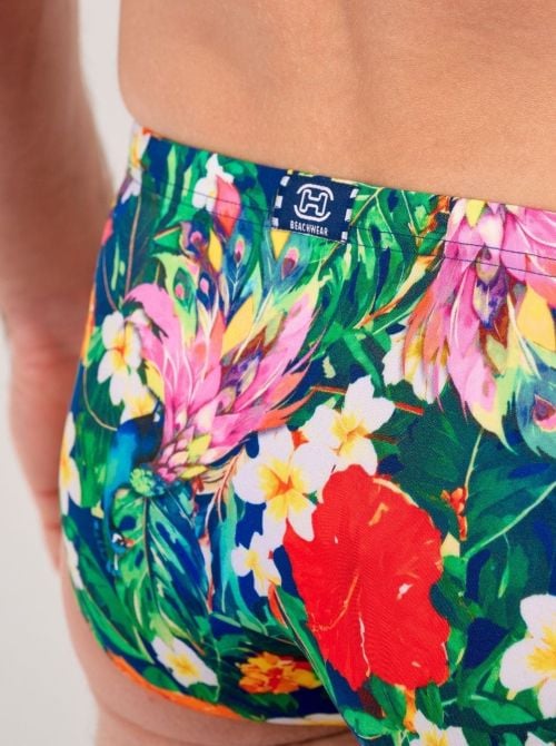 Peacock Micro slip aderente con stampa tropicale