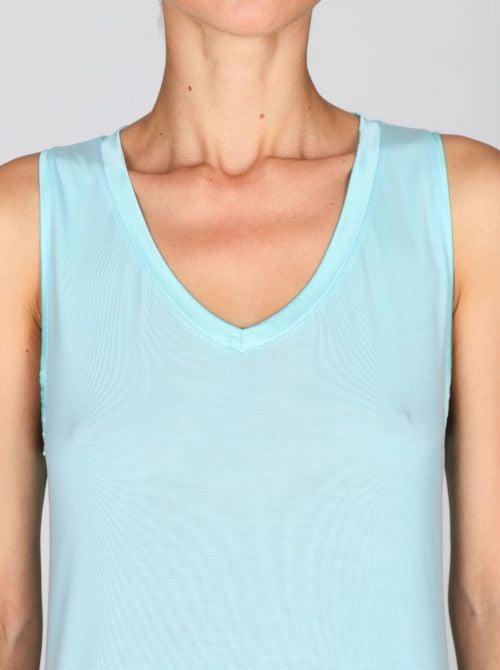 Paola camicia da notte spalla larga in modal, turchese