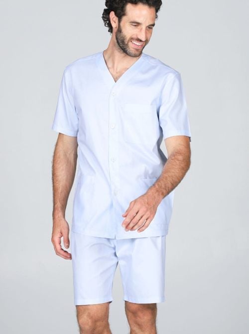 Pigiama Uomo Cardigan Corto in Popeline di Cotone
