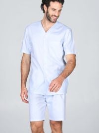 Pigiama Uomo Cardigan Corto in Popeline di Cotone