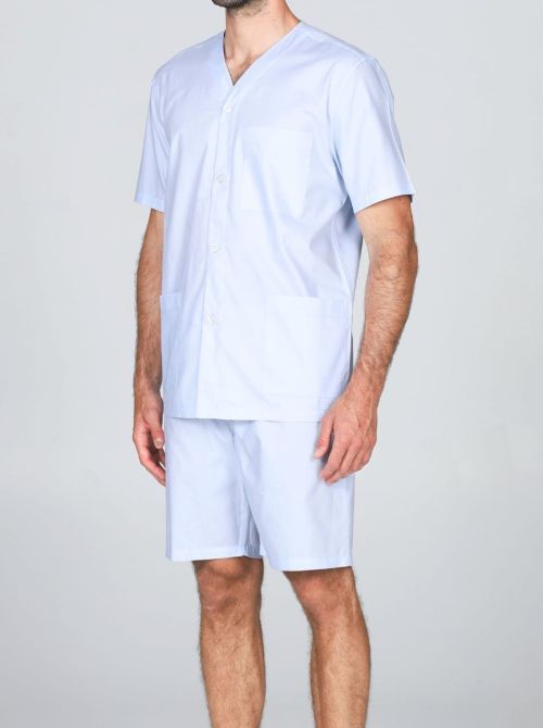 Pigiama Uomo Cardigan Corto in Popeline di Cotone