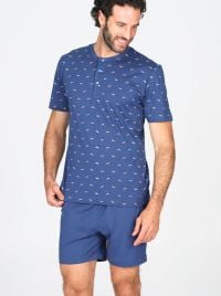 Pigiama Uomo Corto in Jersey di Puro Cotone, Disegno Espadrillas