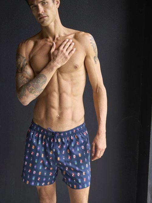 Boxer mare uomo fantasia lattine in microfibra leggera