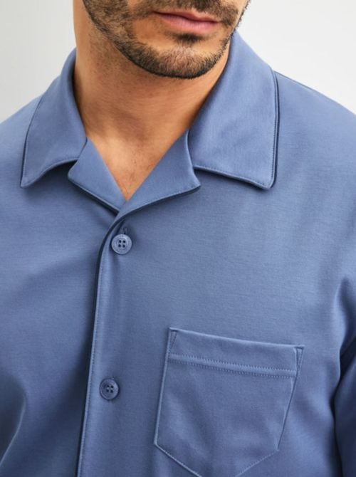 Pigiama Uomo con Bottoni Relax Choice in Swiss+Cotton Interlock, coastal fjord CALIDA