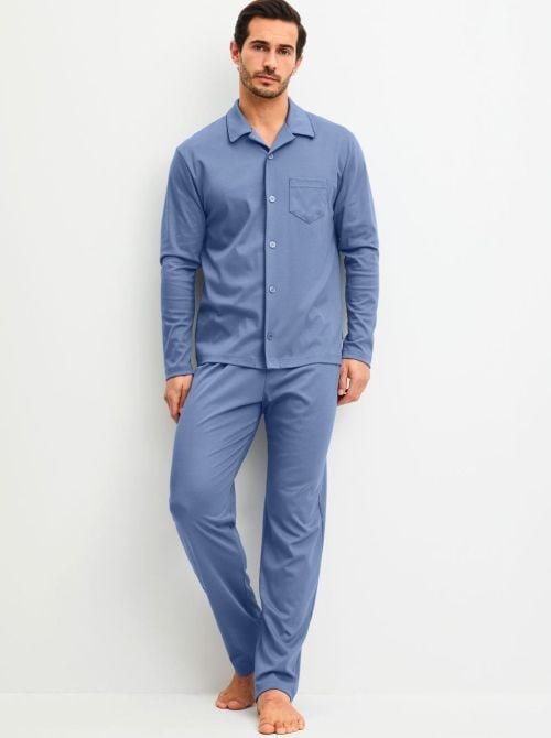 Pigiama Uomo con Bottoni Relax Choice in Swiss+Cotton Interlock, coastal fjord