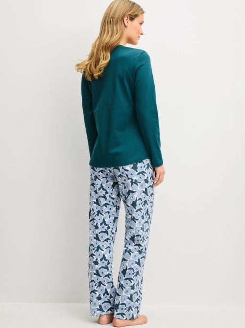 Midnight Flowers - Pigiama Lungo Donna in Cotone caldo