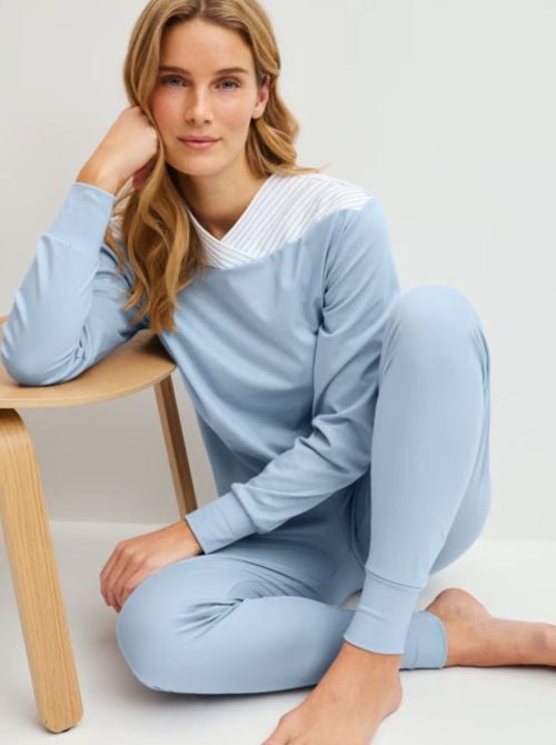 Soulmate - Pigiama Lungo Donna in Cotone caldo con Polsini CALIDA