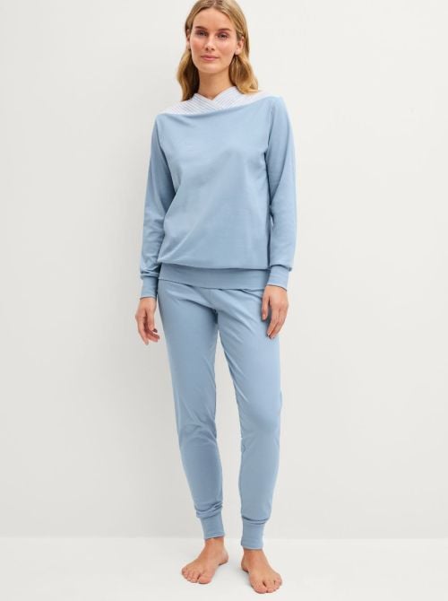 Soulmate - Pigiama Lungo Donna in Cotone caldo con Polsini