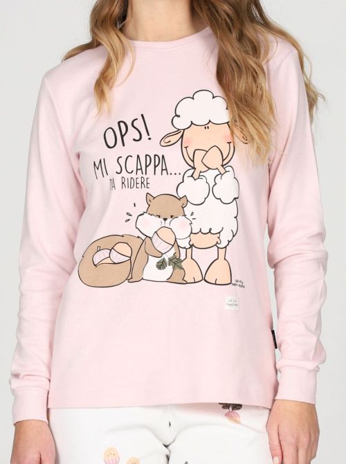 Pigiama Donna Caldo in Puro Cotone Interlock, Modello Tuta