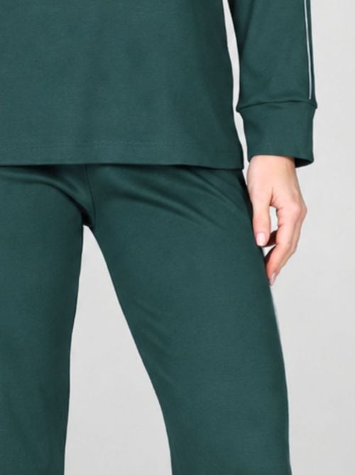 Pigiama Donna Lungo in Cotone e Modal Interlock, Stile Sportivo