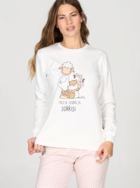 Pigiama Donna Caldo in Puro Cotone Interlock, Modello Tuta