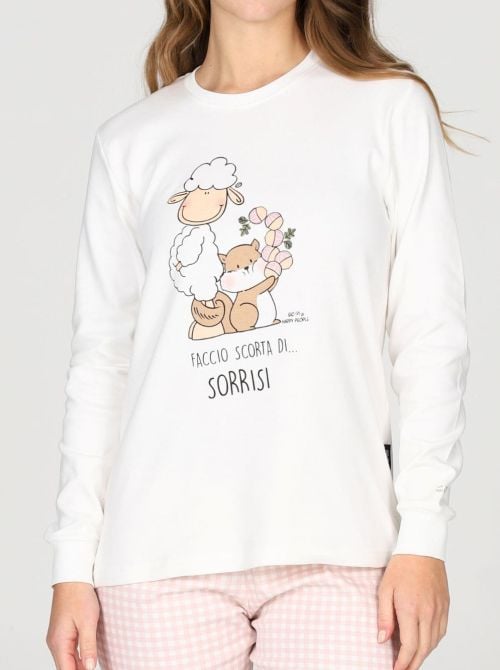 Pigiama Donna Caldo in Puro Cotone Interlock, Modello Tuta