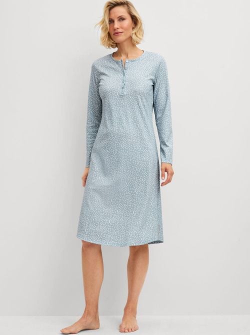 Women's Long Warm Cotton Nightdress - Midnight Dreams CALIDA
