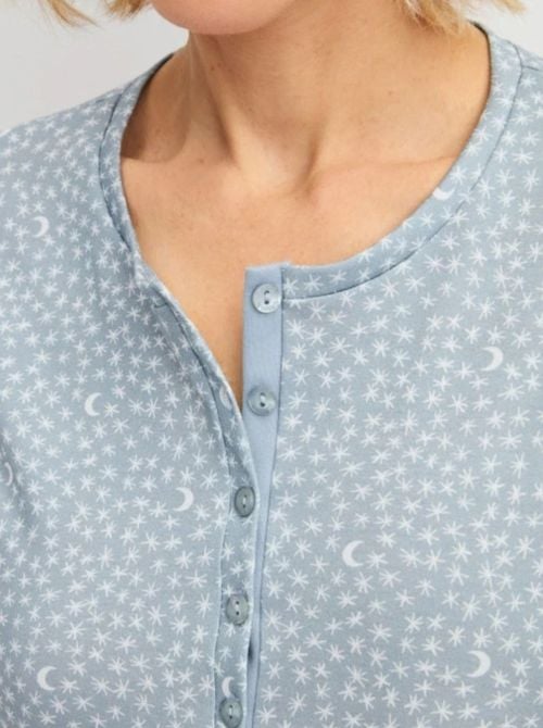 Women's Long Warm Cotton Nightdress - Midnight Dreams CALIDA