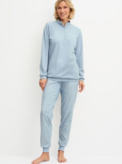 Women's Warm Cotton Pyjamas with Cuffs - Midnight Dreams CALIDA
