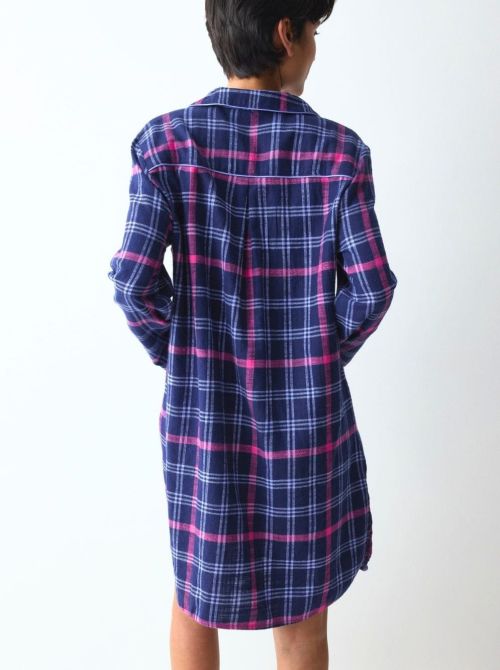Boyfriend - Camicia da Notte in 100% Cotone Biologico, blu