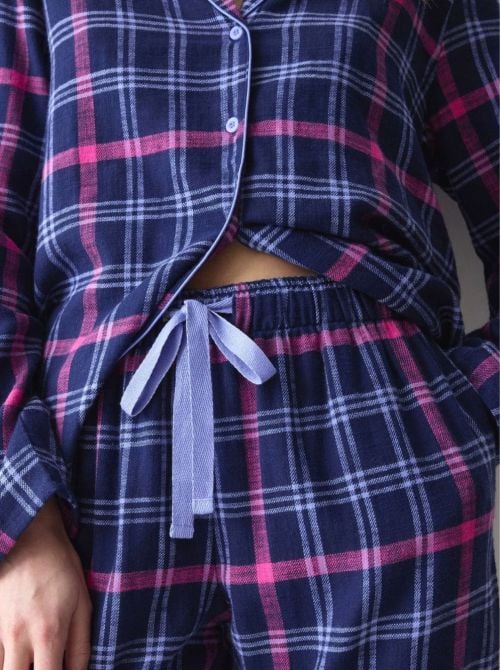 Boyfriend - Pigiama Donna Lungo in 100% Cotone Biologico, blu