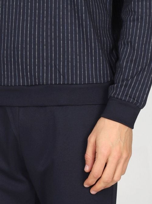 Pigiama Uomo Serafino a Righe in Modal e Cotone