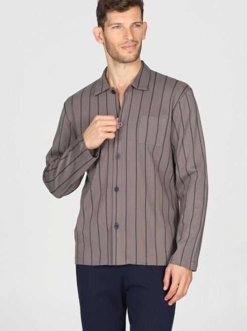Pigiama Uomo Aperto in Modal e Cotone con Colletto a Camicia JULIPET