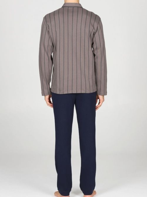 Pigiama Uomo Aperto in Modal e Cotone con Colletto a Camicia