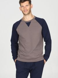 Pigiama Uomo Caldo in Puro Cotone Interlock Color Block