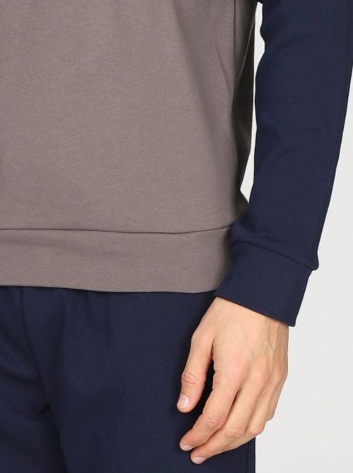 Pigiama Uomo Caldo in Puro Cotone Interlock Color Block