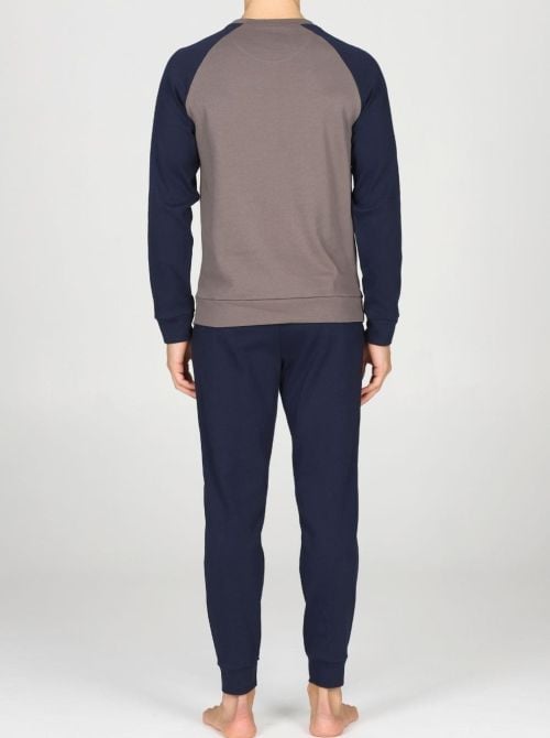 Pigiama Uomo Caldo in Puro Cotone Interlock Color Block