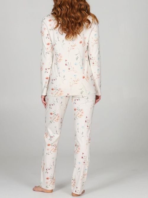 Pigiama Donna Caldo in Puro Cotone Cardigan a Fiori