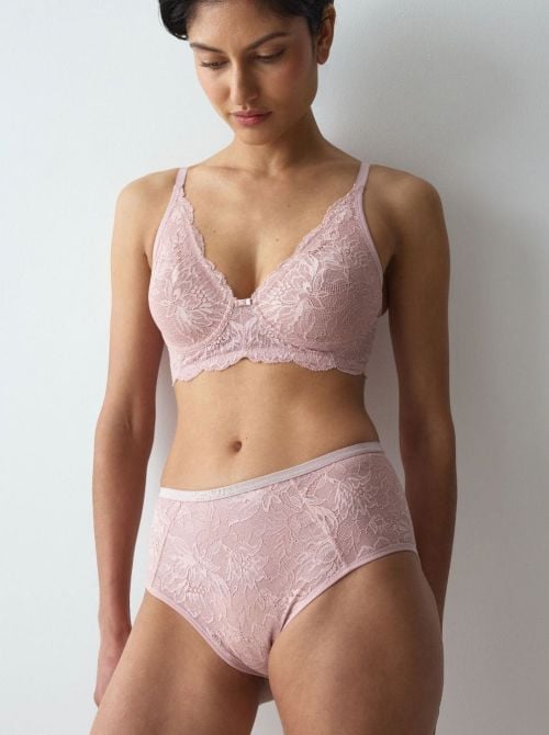 Amourette Charm T Maxi 02 Slip a Vita Alta Leggermente Modellante in Pizzo, rosa