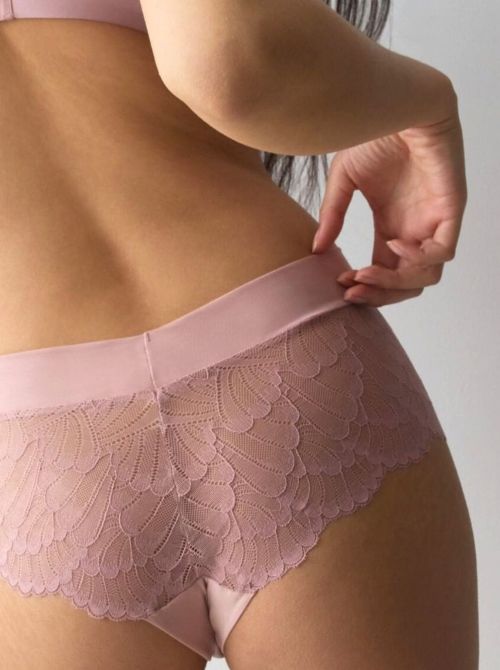 Love in Lace Culotte Corta in Pizzo Elasticizzato, rosa