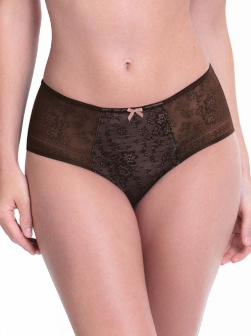 Fleur Slip Alto in Pizzo Floreale, chocolate ROSA FAIA