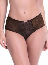 Fleur High-Waist Brief with Floral Lace, chocolate