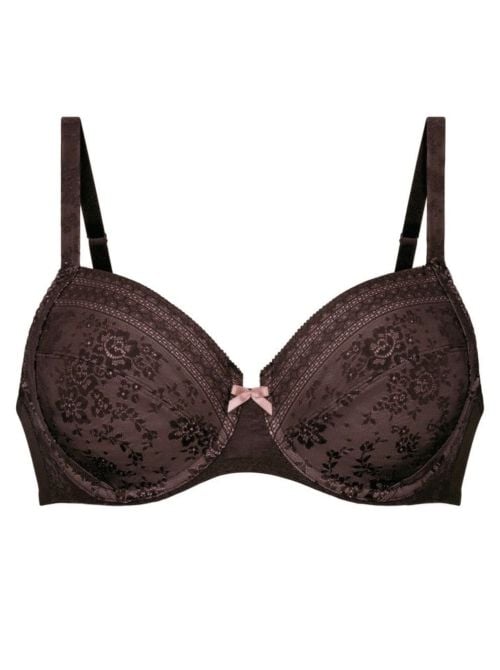 Fleur Reggiseno con Ferretto in Pizzo Floreale, chocolate