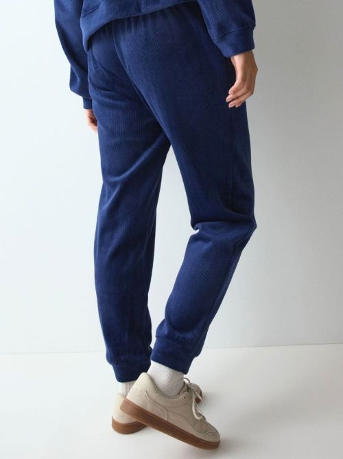 Velour Rib Pantaloni Jogger Donna in Morbido Velour a Costine