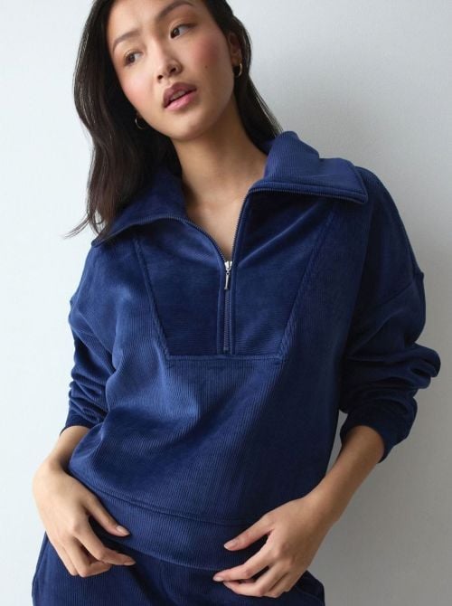 Velour Rib Maglia Donna in Velour a Costine con Mezza Zip TRIUMPH