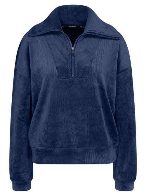 Velour Rib Maglia Donna in Velour a Costine con Mezza Zip