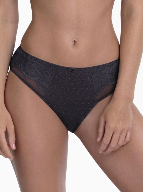 Selma Slip Alto in Pizzo e Microfibra, shadow blue ROSA FAIA