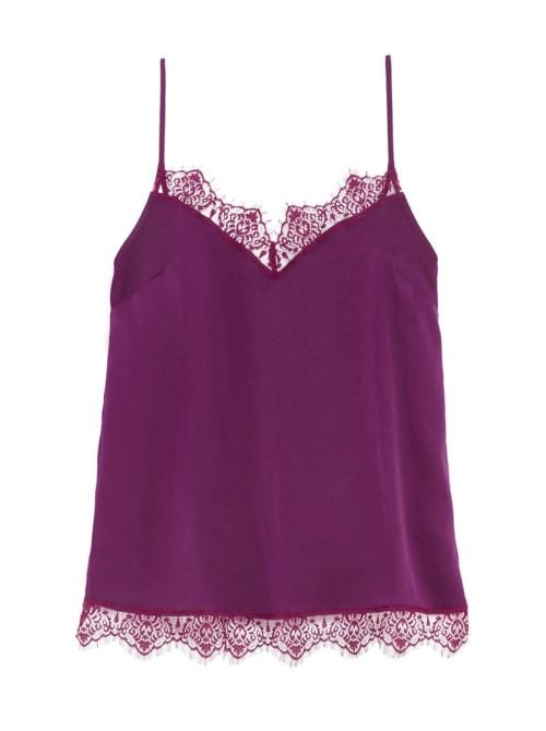 Satin Secrets Top in Raso e Pizzo, mora