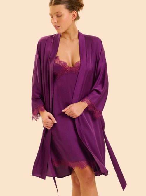 Satin Secrets Sottoveste in Raso e Pizzo, mora